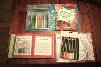 Three Creative Relaxation Coloring Books And New Marker Set