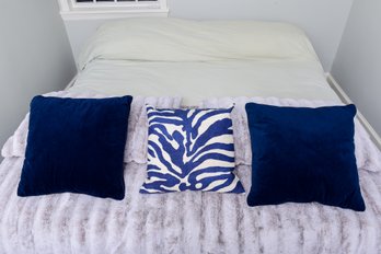 Pair Of Ugg Pillows With Matching Blanket, Pair Of Pier 1 Import Throw Pillows And Zebra Print Throw Pillow