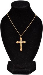 18k Yellow Gold Crucifix And Box Chain Necklace (4.6 Grams)