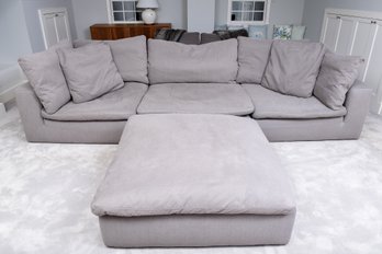 Sunset Trading Contemporary Puff Collection Modular Slipcovered Sectional With Matching Ottoman RETAIL $7,055