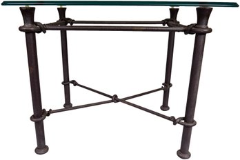 Wrought Iron Base Side Table With Glass Top