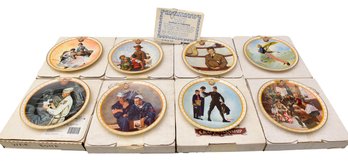 Collection Of Eight Norman Rockwell 'Home Of The Brave' Wall Plates With COA