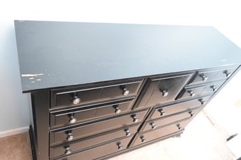 Vaughan- Bassett- Large Sleek Black Bedroom Dresser With Six Large Drawers And Five Small Drawers