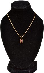 18k Yellow Gold Box Chain With Ruby Pendant
