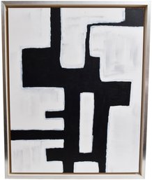 Oil On Canvas Black And White Abstract Framed Painting, Purchased From J. Pocker (RETAIL $1,771)