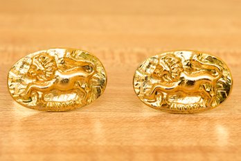 Lion Sterling Silver Cufflinks With Gold Wash