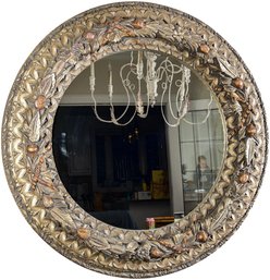 Oversized Round Carved Composite Wall Mirror