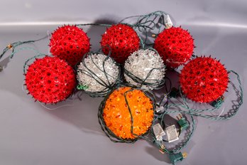 Collection Of Eight Large Lighted Holiday Balls