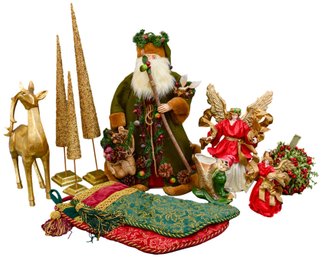 Holiday Decor - Santa Figurine, Elf, Angel Tree Topper, Stockings And More