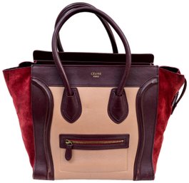 Celine Paris Tri-color Leather Nano Luggage Tote