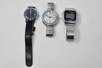 Three Men's Watches - Timex, Timex Indiglo And Diantus Antimagnetic