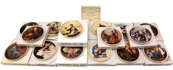 Collection Of 16 Norman Rockwell 'Mothers Day' Limited Edition Porcelain Wall Plates By Knowles With COA's