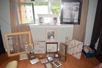 Expansive Large Lot Of Over 20 Picture Frames, A Shadow Memory Box & Photo Albums/ Boxes  & 2 Wall Shelves