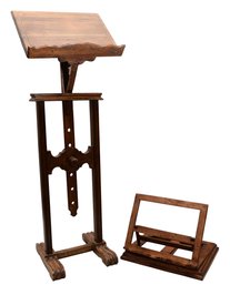Vintage Adjustable Wood Podium And Chapman Folding Book Stand