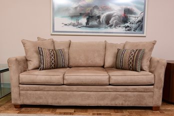 Hickory Micro Suede Sleeper Sofa With LaCrosse Ultima Plush Mattress