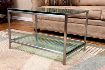 Mid-century Glass And Steel Double Tiered Cocktail Table