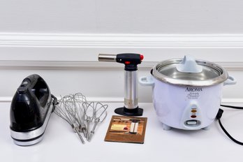 Kitchen Aid 7 Speed Blender (Model No. KHM7210060), Cooking Torch And Aroma Rice Cooker (Model No. ARC-753SG)