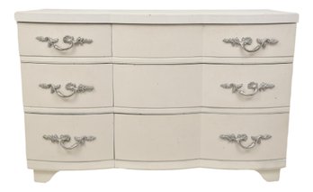 Painted Six Drawer Wood Dresser With Silvertone Fancy Hardware