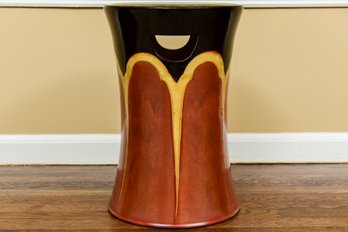 Ceramic Handled Glazed Stool