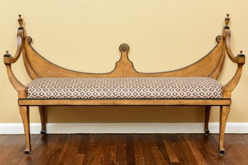 English Hepplewhite Style Courting Bench With Roll Of Matching Fabric And Custom Matching Valance