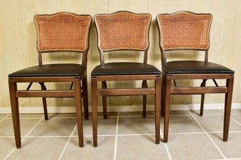 Set Of Three Stackmore Cane Back Folding Chairs