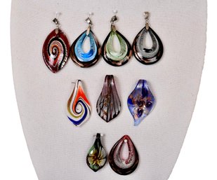 Collection Of Nine Murano Glass Pendants