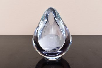 Signed Robert Deeble Vermont Studio Art Glass Tear Drop Shaped Vase