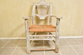 Rustic Hand Crafted Chair With Rush Seat