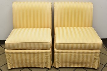 Pair Of Brandywine Design Slipper Chairs Custom Designed With Calico Corners Fabric