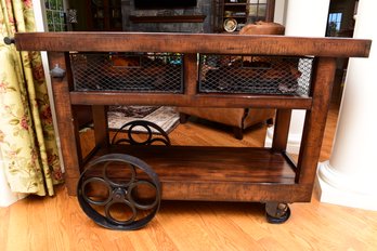 Pottery Barn Glasgow Mahogany Entertaining Bar Cart