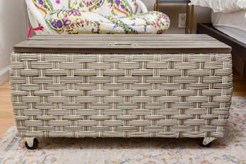 Nautica Home Woven Basket Weave Storage Chest On Casters