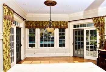 Custom Fully Lined Drapery Panels, Valance, Wood Rods And O Rings