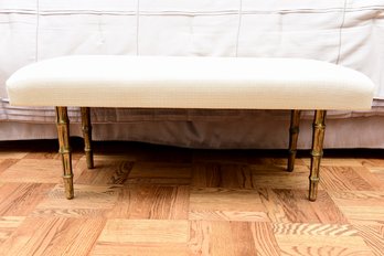 Upholstered Bench With Gilt Bamboo Style Legs