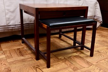 Wood Nesting Table With Cushioned Bench