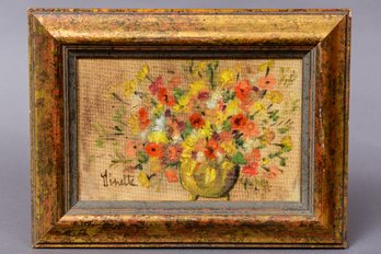 Signed Ginette Oil On Board Floral Still Life Painting