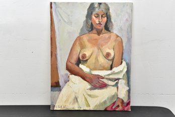 Signed Female Nude Painting On Canvas