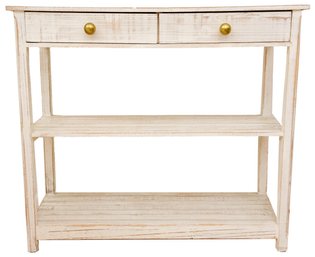 Two Tier Plank Wood Painted Console Table