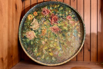 Large Wicker Hand Painted Tray