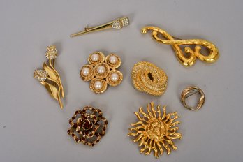 Collection Of Gold-tone Brooches
