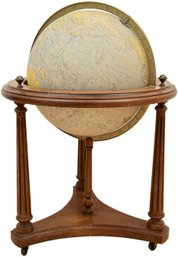 Replogle Mid-Century Heirloom Illuminated Comprehensive Globe On Rolling Wood Stand