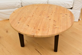 Round Pine Top Cocktail Table