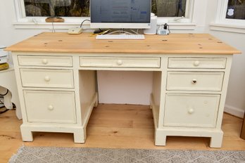 English Pine Top Seven Drawer Computer Desk Purchased At Rumrunner In East Hampton