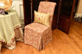 Skirted Slipper Chair With Embroidered Silk Pillow