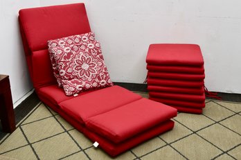 Set Of Two Sunbrella Lounge Chair Cushions, Eight Matching Chair Cushions And Pair Of Solarium Pillows