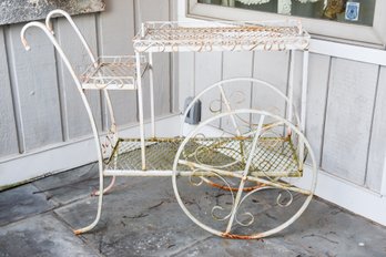 Victorian Style Sculptured Metal Tea Garden Bar Planter Cart