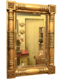 Vintage Gilded Wood And Gesso Sheraton Style Wall Mirror