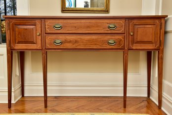 Cherry Wood Hepplewhite Style Inlaid Sideboard Hand Made By Ira H. Lesher & Son