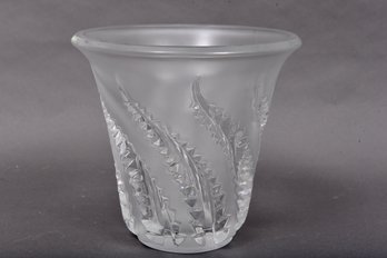 Signed Lalique France Lobelia Fern Leaf Crystal Vase