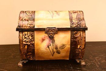 Floral Metal Treasure Chest Box