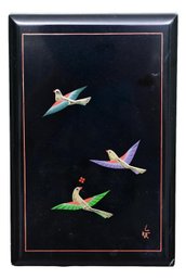 Signed Chinese Lacquer Box With Bird Design